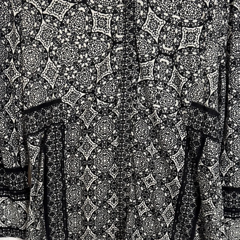Lucky Brand NWT Button Down Black and White Geometric Women's Top Large